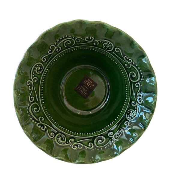 (2)  Maioliche Jessica Made in Italy Salad Bowls 7" Christmas Holiday Green NEW - Picture 1 of 15